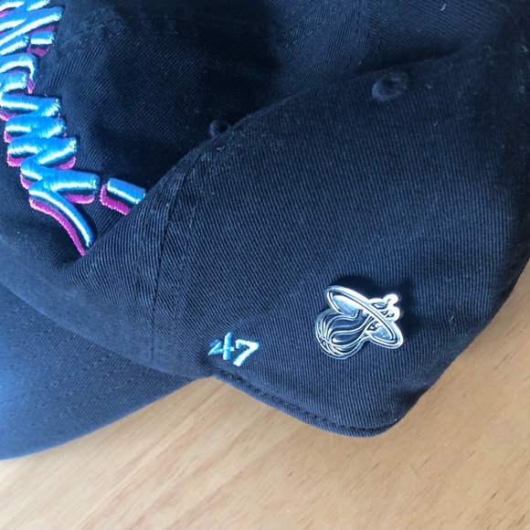 47 Brand NBA Miami Heat Black Cap with Vibrant Embroidery - Picture 7 of 8